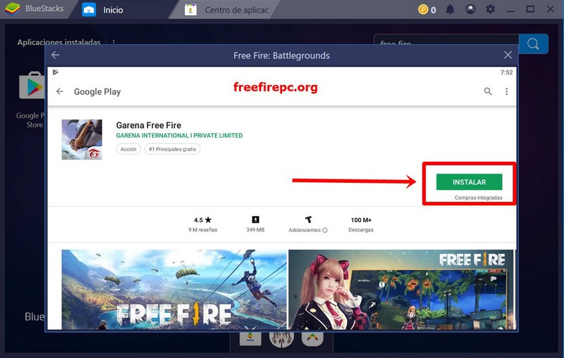 google play instalar free fire
