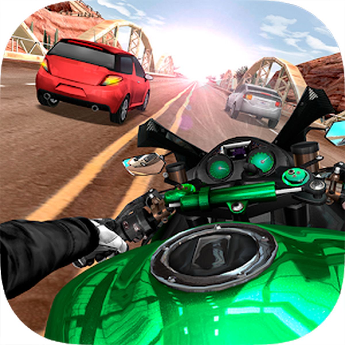 Moto Rider In Traffic